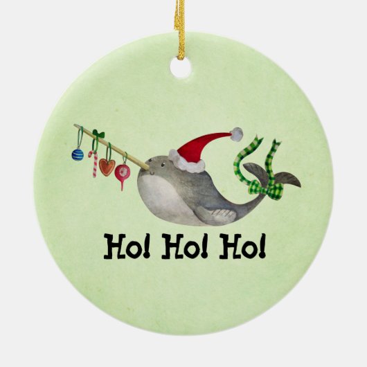 Cute KerstNarwhal Keramisch Ornament (Achterkant)
