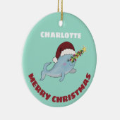 Cute KerstNarwhal Keramisch Ornament (Rechts)