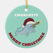 Cute KerstNarwhal Keramisch Ornament (Voorkant)