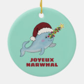 Cute KerstNarwhal Keramisch Ornament (Achterkant)