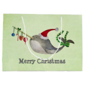 Cute KerstNarwhal Large Cadeautasje (Achterkant)