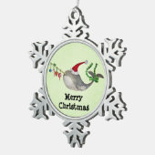 Cute KerstNarwhal Tin Sneeuwvlok Ornament (Rechts)
