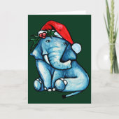 Cute Kerstolifant Kerstmannenhoed Kaart (Voorkant)