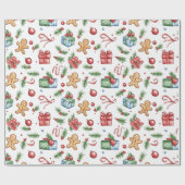 Cute-kerstontbijtkoek Cadeaupapier (Vlak)