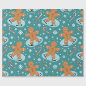 Cute kerstontbijtkoek cadeaupapier (Vlak)