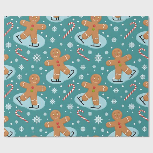 Cute kerstontbijtkoek cadeaupapier (Vlak)