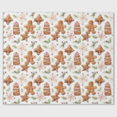 Cute kerstontbijtkoek cadeaupapier (Vlak)