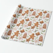 Cute kerstontbijtkoek cadeaupapier (Uitgerold)