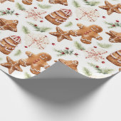 Cute kerstontbijtkoek cadeaupapier (Hoek)