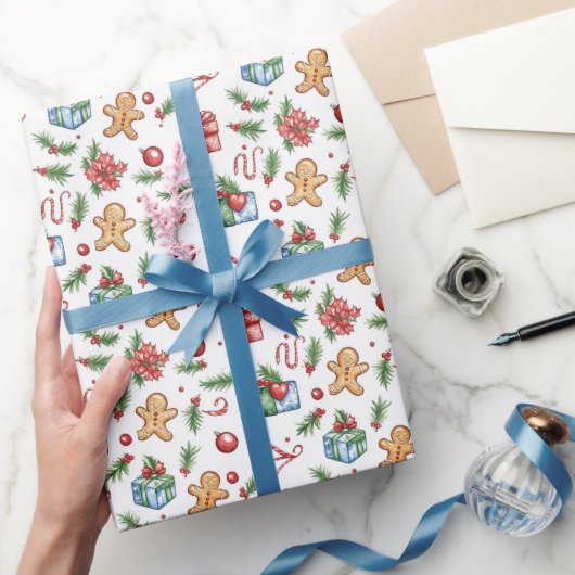 Cute-kerstontbijtkoek Cadeaupapier (Geschenken)