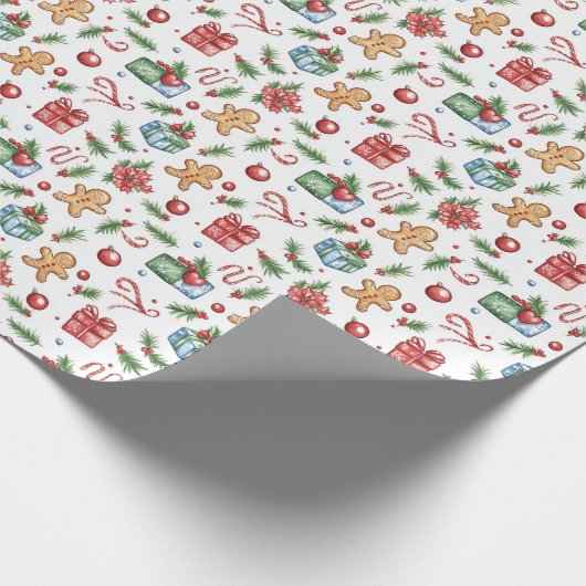 Cute-kerstontbijtkoek Cadeaupapier (Hoek)