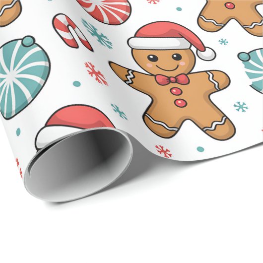 Cute kerstontbijtkoek cadeaupapier (Rol Hoek)