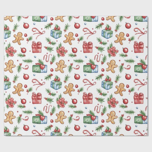 Cute-kerstontbijtkoek Cadeaupapier (Vlak)