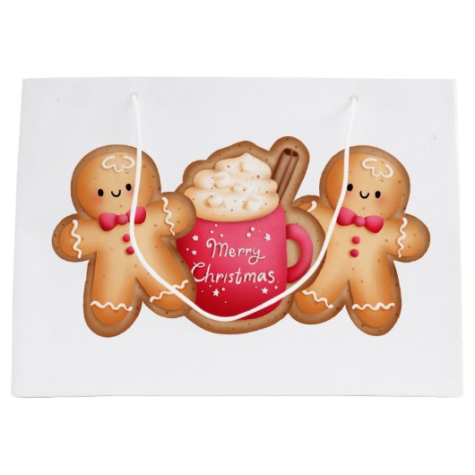 Cute kerstontbijtkoek groot cadeauzakje (Voorkant)