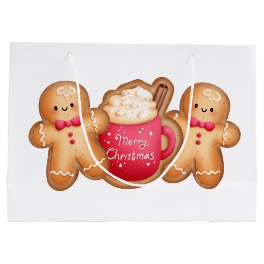 Cute kerstontbijtkoek groot cadeauzakje (Achterkant)