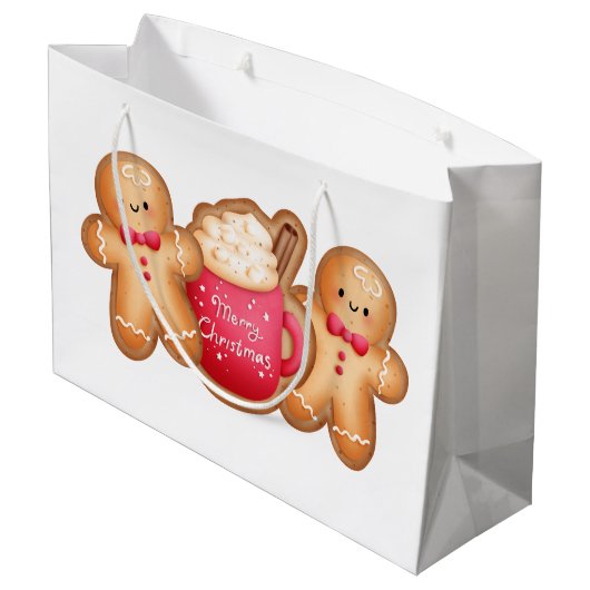 Cute kerstontbijtkoek groot cadeauzakje (Achterkant Gekanteld)