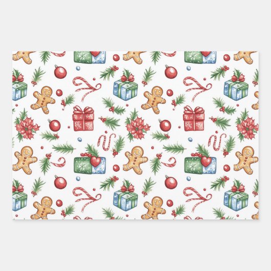 Cute-kerstontbijtkoek Inpakpapier Vel (Voorkant)