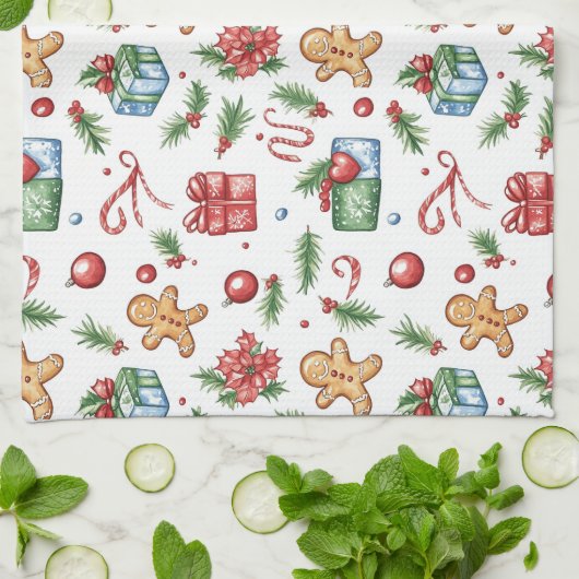 Cute-kerstontbijtkoek Theedoek (Gevouwen)