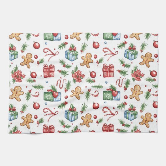 Cute-kerstontbijtkoek Theedoek (Horizontaal)