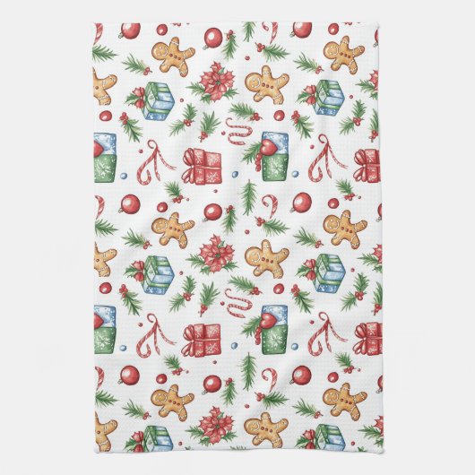 Cute-kerstontbijtkoek Theedoek (Verticaal)