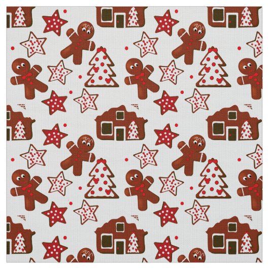 Cute kerstontbijtkoeken Cookies Pattern Stof (Swatch)