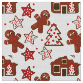 Cute kerstontbijtkoeken Cookies Pattern Stof (Close Up)