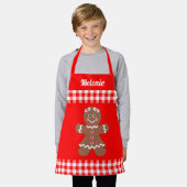 Cute kerstontbijtontbijt Red Gingham Monogram Schort (Gedragen)