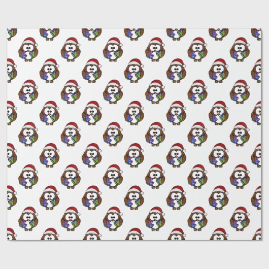 Cute Kerstoowl Cadeaupapier (Vlak)
