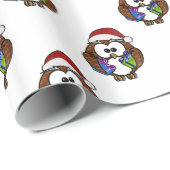 Cute Kerstoowl Cadeaupapier (Rol Hoek)