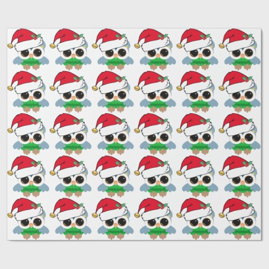 Cute Kerstoowl Cadeaupapier (Vlak)