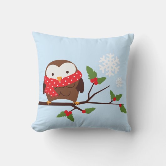 Cute Kerstoowl Kussen (Voorkant)