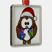 Cute Kerstoowl Metalen Ornament (Rechts)