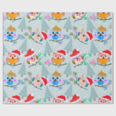 Cute Kerstoowl Patroon Cadeaupapier (Vlak)