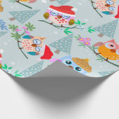 Cute Kerstoowl Patroon Cadeaupapier (Hoek)