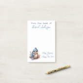 Cute Kerstoowl Post-it® Notes (Op bureau)