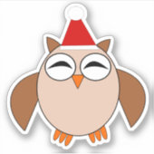 Cute Kerstoowl Sticker (Voorkant)