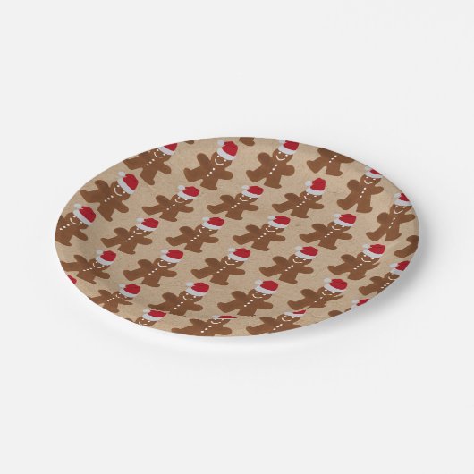Cute Kerstparty Gingerbrood Man Cookies Papieren Bordje (Gekanteld)