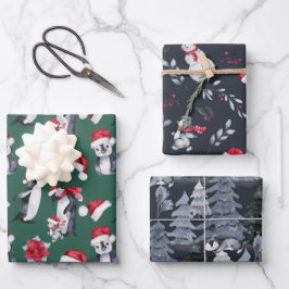 Cute kerstpattern Penguin Illustratie Kinder Inpakpapier Vel