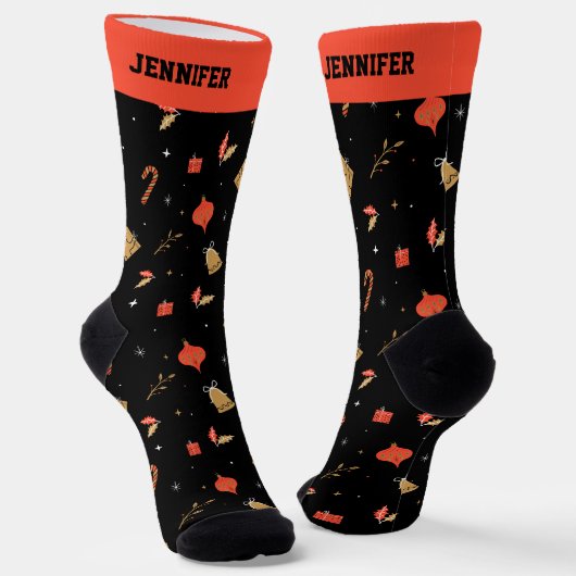 Cute kerstpattern Winter Holiday Personalized Sokken (Gebogen)