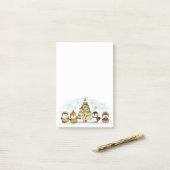 Cute KerstPenquins Post-it® Notes (Op bureau)