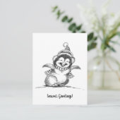 Cute Kerstpinguin, Happy Baby Bird Briefkaart (Staand voorkant)