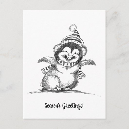 Cute Kerstpinguin, Happy Baby Bird Briefkaart (Voorkant)