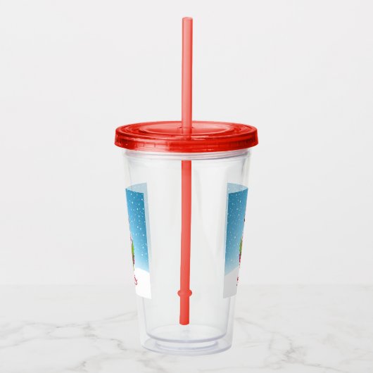 Cute Kerstpinguïn in Santa Hat Acryl Drinkbeker (Rechts)