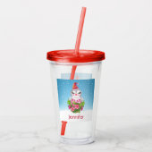 Cute Kerstpinguïn in Santa Hat Acryl Drinkbeker (Achterkant)