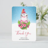 Cute Kerstpinguïn in Santa Hat Bedankkaart (Staand voorkant)