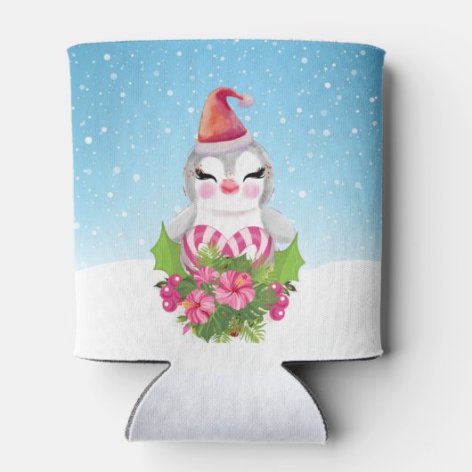 Cute Kerstpinguïn in Santa Hat Blikjeskoeler (Achterkant)