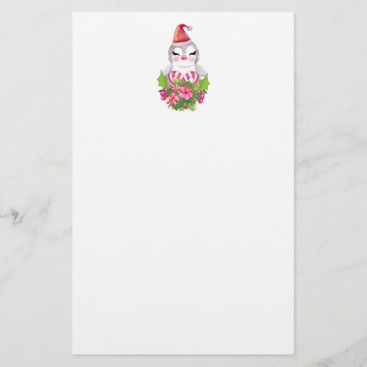 Cute Kerstpinguïn in Santa Hat Briefpapier (Voorkant)