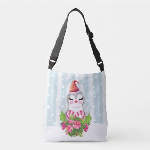 Cute Kerstpinguïn in Santa Hat Crossbody Tas