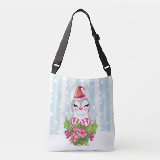 Cute Kerstpinguïn in Santa Hat Crossbody Tas (Voorkant)