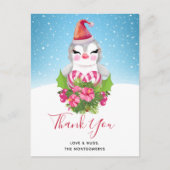 Cute Kerstpinguin in Santa Hat Dank je Briefkaart (Voorkant)